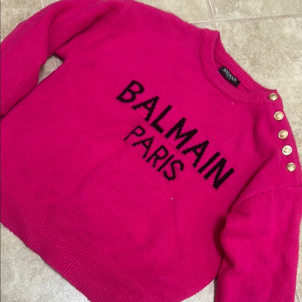Balmain Pink Sweater with Gold Buttons